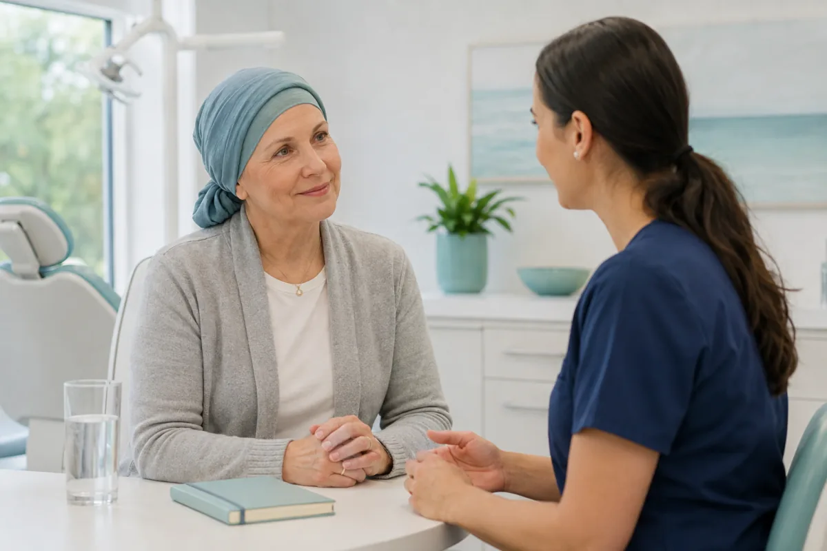 Norfolk County patient having a supportive dental consultation before cancer treatment
