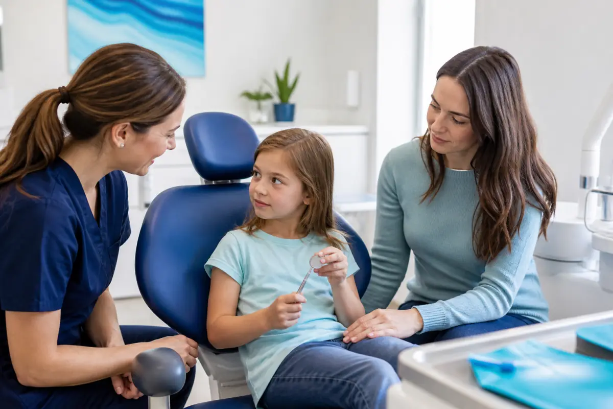 Child and parent meeting a friendly dentist for a first dental visit in Port Dover