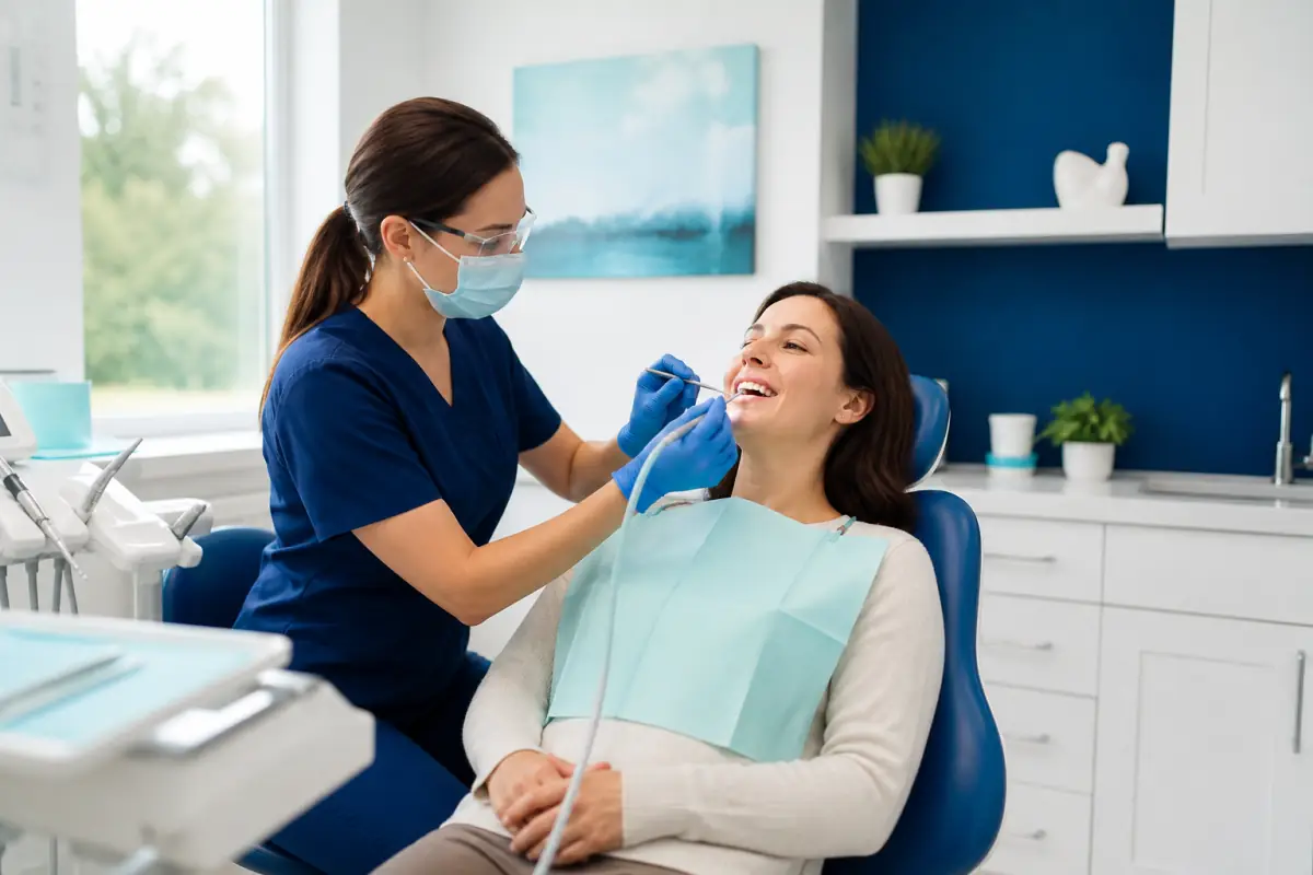 Patient receiving a professional teeth cleaning in Port Dover