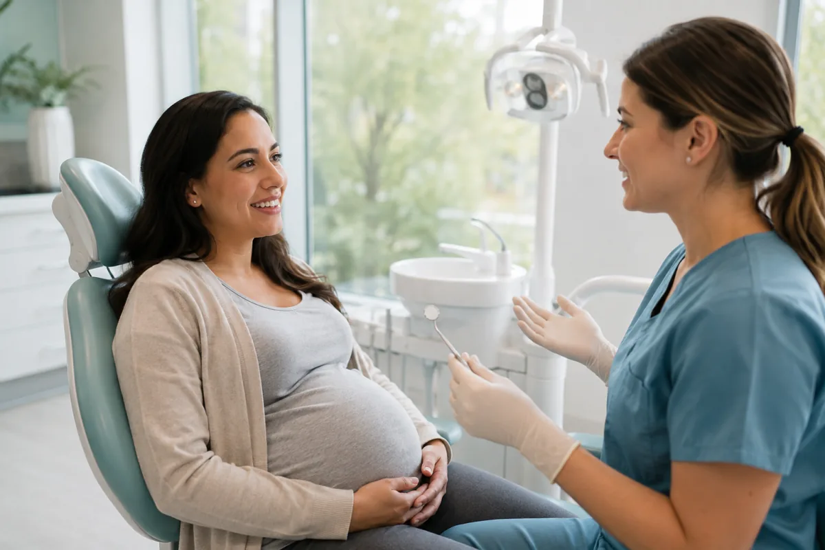 Pregnant Norfolk County patient having a comfortable dental checkup