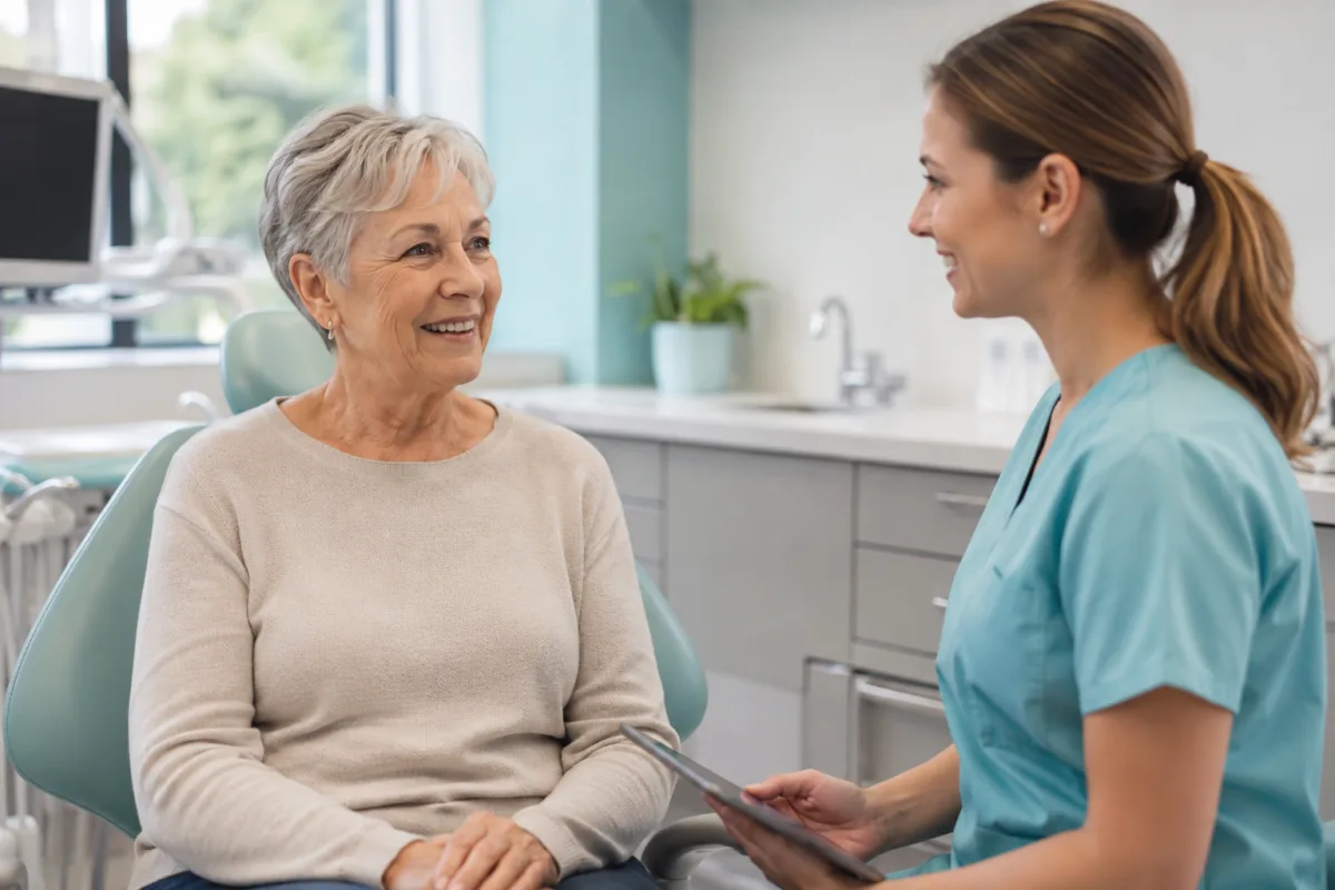 Older adult smiling during a comfortable dental visit in Port Dover