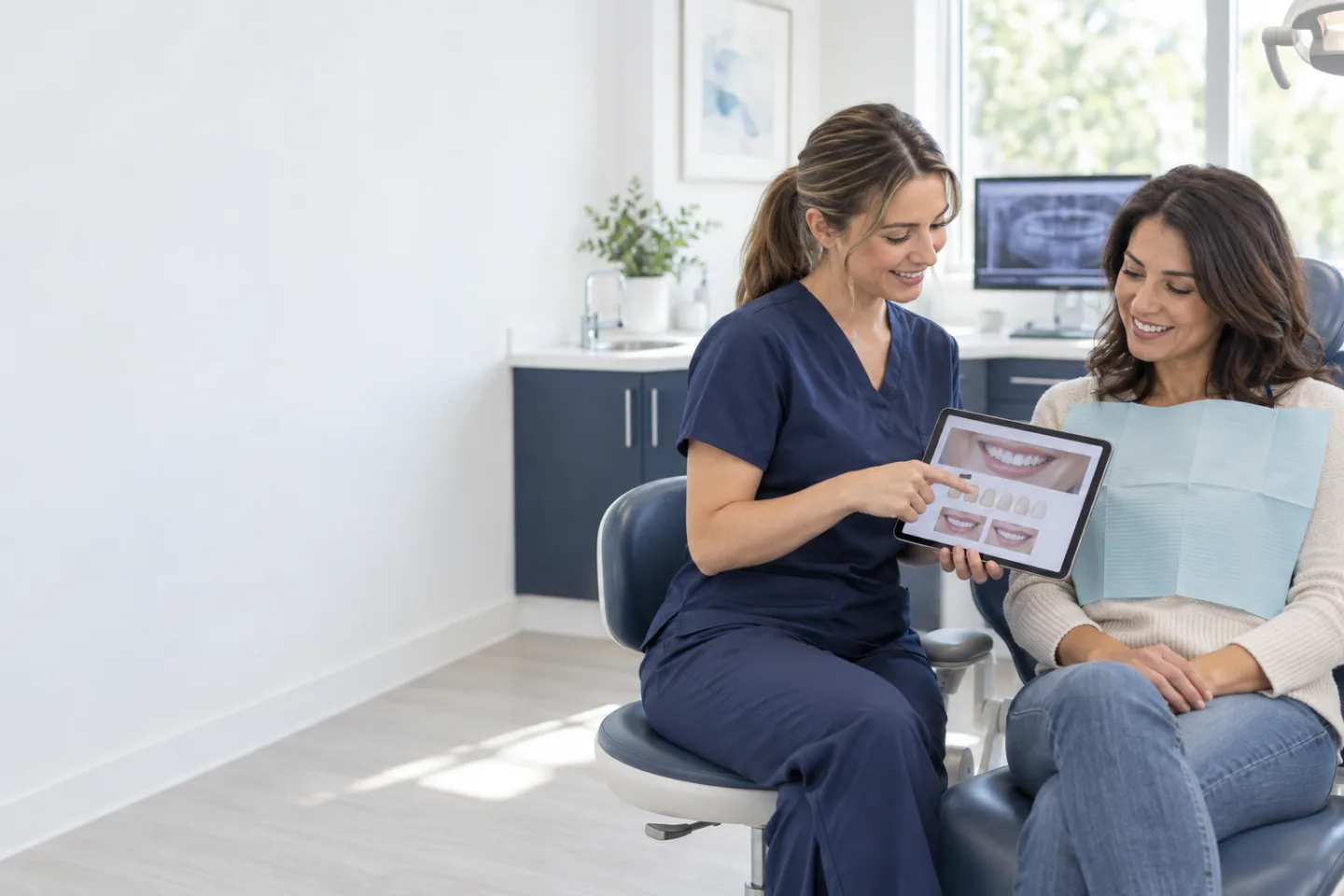 Dentist and patient reviewing cosmetic dental options in Port Dover
