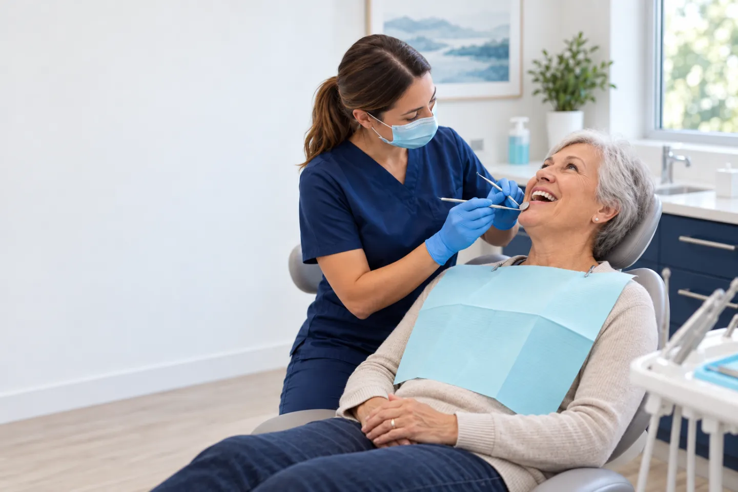 Patient, support person and dentist planning individualized dental care