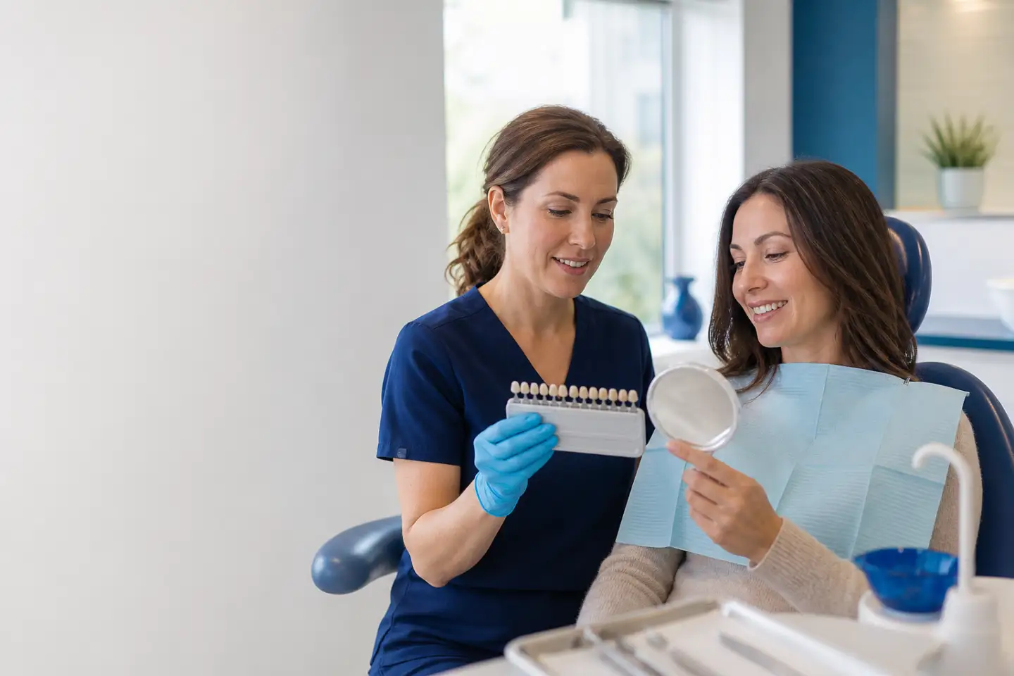 Adult patient smiling after professional teeth whitening care